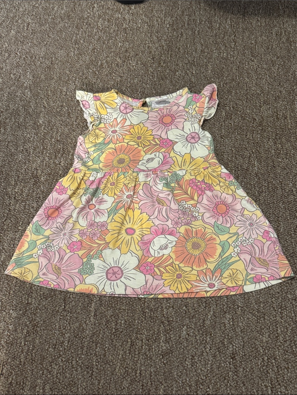 H&M yellow pink floral bag dress